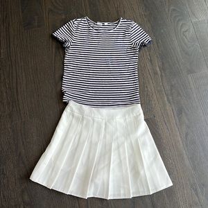 Kid Blue and White shirt with White Tennis Skirt